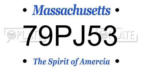 79PJ53 Massachusetts License Plate