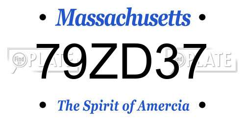 79ZD37 Massachusetts License Plate