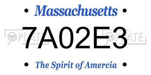 7A02E3 Massachusetts License Plate