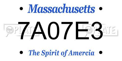 7A07E3 Massachusetts License Plate