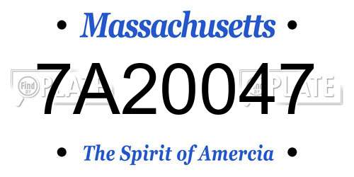 7A20047 Massachusetts License Plate