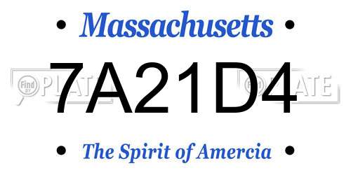 7A21D4 Massachusetts License Plate