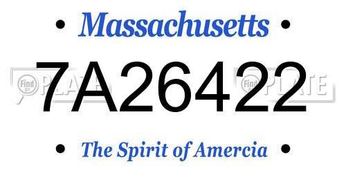 7A26422 Massachusetts License Plate