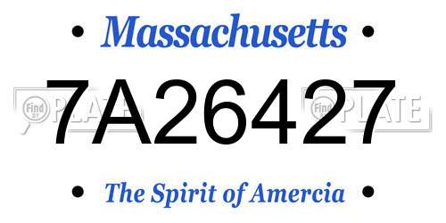 7A26427 Massachusetts License Plate