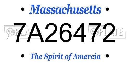 7A26472 Massachusetts License Plate