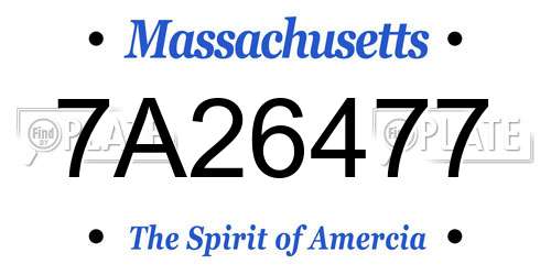 7A26477 Massachusetts License Plate