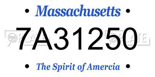 7A31250 Massachusetts License Plate