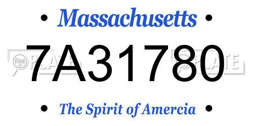 7A31780 Massachusetts License Plate