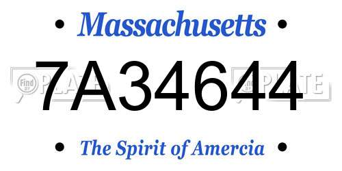 7A34644 Massachusetts License Plate