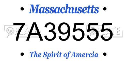 7A39555 Massachusetts License Plate