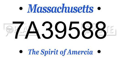 7A39588 Massachusetts License Plate
