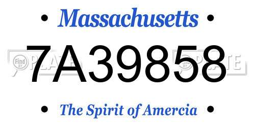 7A39858 Massachusetts License Plate
