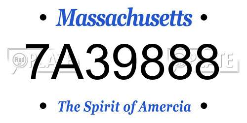 7A39888 Massachusetts License Plate