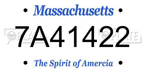 7A41422 Massachusetts License Plate