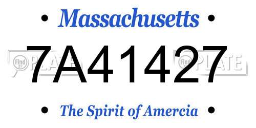 7A41427 Massachusetts License Plate