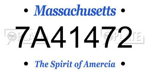 7A41472 Massachusetts License Plate