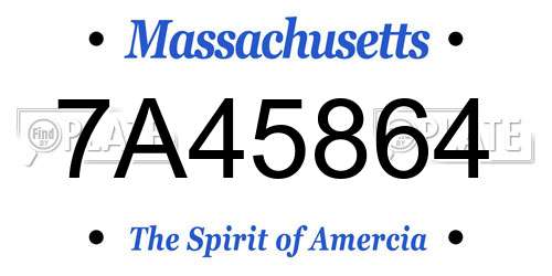 7A45864 Massachusetts License Plate
