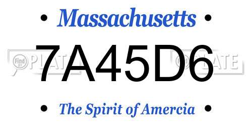 7A45D6 Massachusetts License Plate