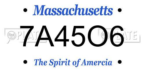7A45O6 Massachusetts License Plate