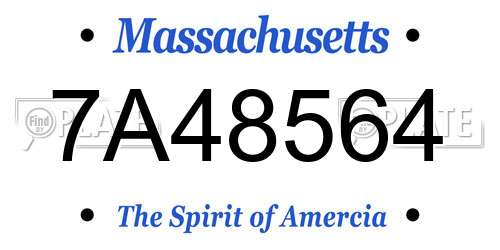 7A48564 Massachusetts License Plate
