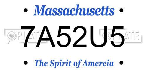 7A52U5 Massachusetts License Plate
