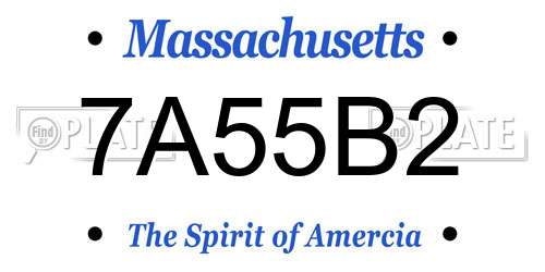 7A55B2 Massachusetts License Plate