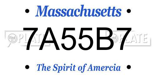 7A55B7 Massachusetts License Plate