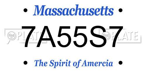 7A55S7 Massachusetts License Plate