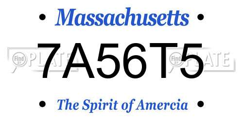 7A56T5 Massachusetts License Plate