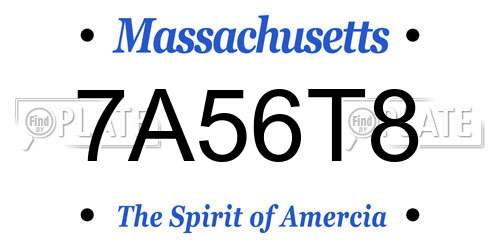 7A56T8 Massachusetts License Plate