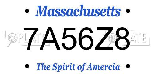7A56Z8 Massachusetts License Plate