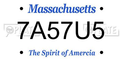 7A57U5 Massachusetts License Plate