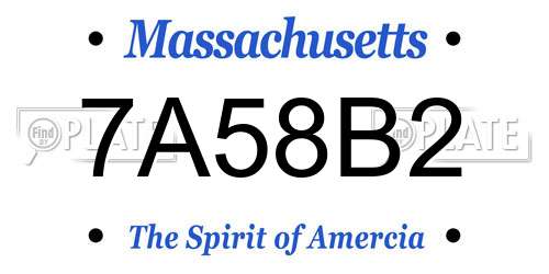 7A58B2 Massachusetts License Plate