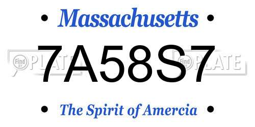 7A58S7 Massachusetts License Plate