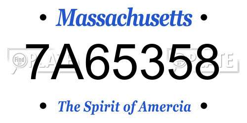 7A65358 Massachusetts License Plate