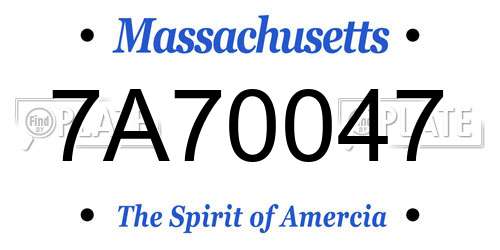 7A70047 Massachusetts License Plate