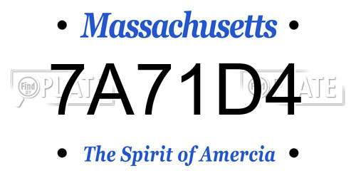 7A71D4 Massachusetts License Plate