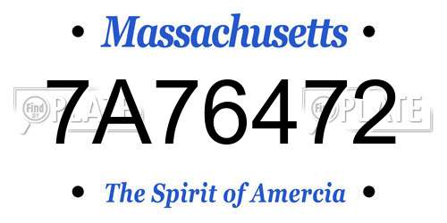 7A76472 Massachusetts License Plate