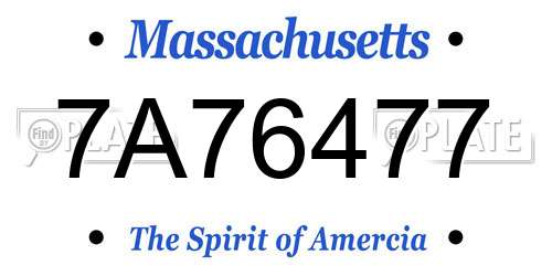 7A76477 Massachusetts License Plate