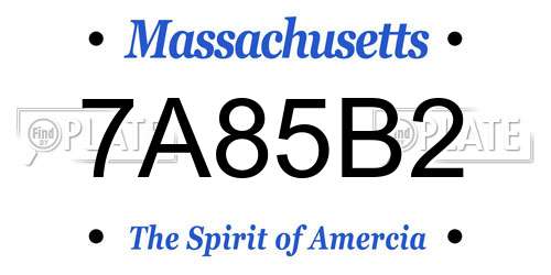 7A85B2 Massachusetts License Plate