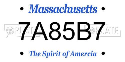 7A85B7 Massachusetts License Plate