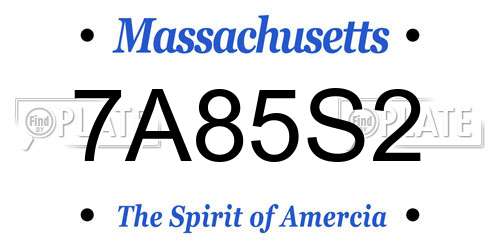 7A85S2 Massachusetts License Plate