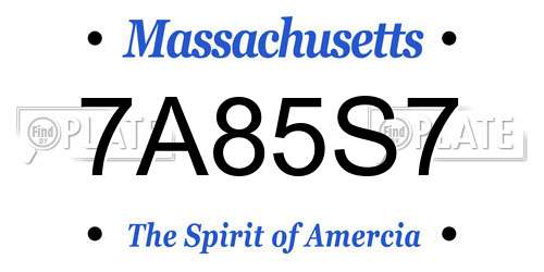 7A85S7 Massachusetts License Plate