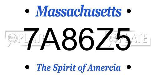 7A86Z5 Massachusetts License Plate
