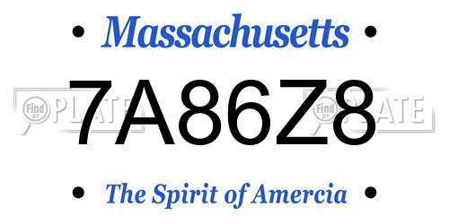 7A86Z8 Massachusetts License Plate