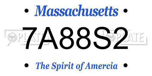7A88S2 Massachusetts License Plate