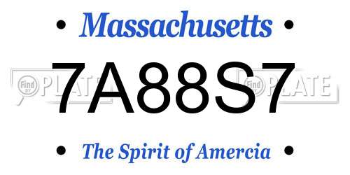 7A88S7 Massachusetts License Plate