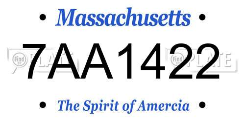 7AA1422 Massachusetts License Plate