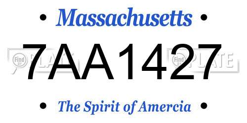 7AA1427 Massachusetts License Plate