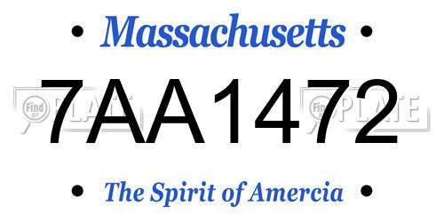 7AA1472 Massachusetts License Plate
